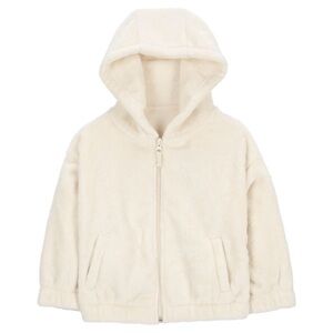 Carter's Toddler Girl White Fleece Hooded Zip Jacket Toddler Size 2T